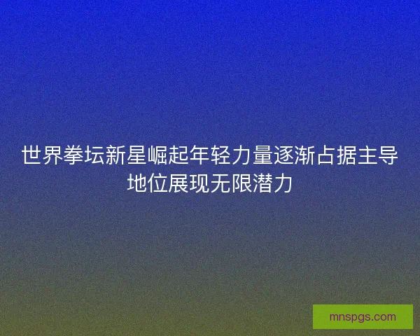 世界拳坛新星崛起年轻力量逐渐占据主导地位展现无限潜力